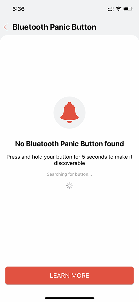 On the Profile screen, select the "Bluetooth Panic Button" option.