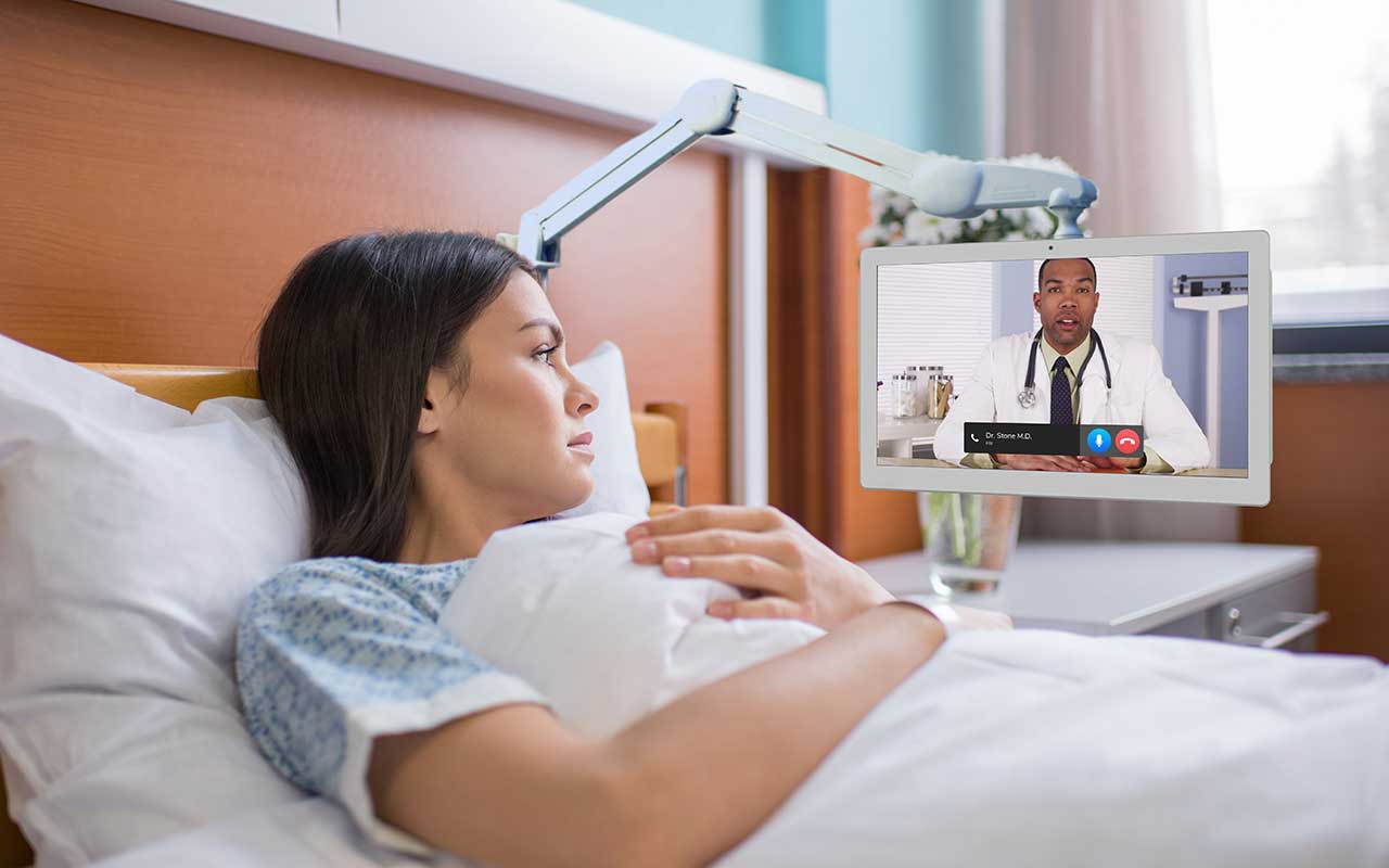 Doctor calling to the patient through QBOX ConnecTab