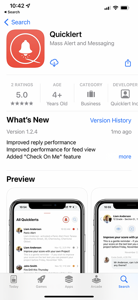  Install/Update Quicklert Connect Application on your phone from the App Store.